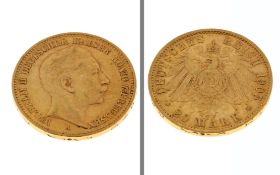 Goldmuenze 20 Mark Deutsches Reich 1905 7.96g 900/- Gelbgold