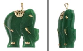 Anhaenger Elefant 16.98g 585/- Gelbgold mit Jade