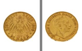 Goldmuenze 20 Mark Deutsches Reich 1900 7.96g 900/- Gelbgold