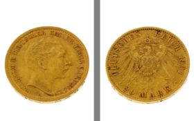 Goldmuenze 20 Mark Deutsches Reich 1907 7.96g 900/- Gelbgold