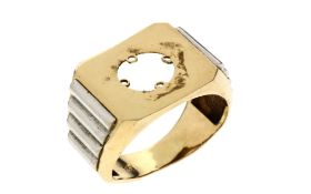 Ring 8.47g 585/- Gelbgold und Weissgold. Stein fehlt und Ring ist verbogen. Ringgroesse ca. 55