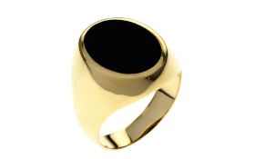 Ring 8.54g 585/- Gelbgold mit Onyx. Ringgroesse ca. 60