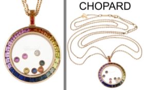 Chopard Anhaenger mit Kette 21.00 gr. 750/- Rosegold mit Diamanten 0.10 ct und Saphiren 4.09 ct mit 