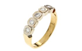 Ring 4.19g 750/- Gelbgold und Weissgold mit 5 Diamanten zus. ca. 0.25 ct.. Ringgroesse ca. 53