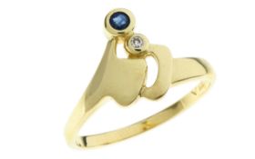 Ring 1.66g 333/- Gelbgold mit Diamant ca. 0.02 ct. und Saphir. Ringgroesse ca. 52