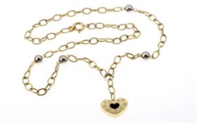 Kette 9.49g 585/- Gelbgold und Weissgold. Laenge ca. 52 cm