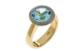 Ring 10.23g 750/- Gelbgold und Weissgold mit Aquamarin. Ringgroesse ca. 55