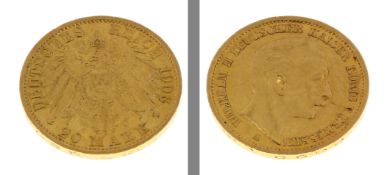 Goldmuenze 20 Mark Deutsches Reich 1906 7.96g 900/- Gelbgold