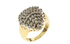 Ring 9.04 gr. 585/- Gelbgold und Weissgold mit Diamanten 1.38 ct Ringgroesse 55