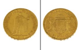 Goldmuenze 20 Korona 6.77g 900/- Gelbgold 1893