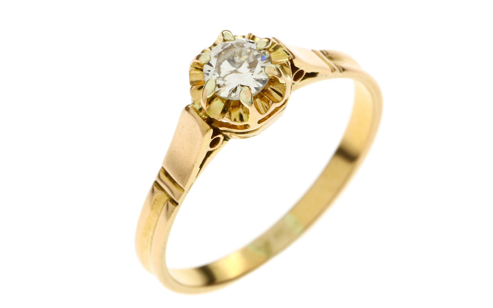 Ring 2.62 gr. 585/- Gelbgold mit Diamant 0.25 ct Ringgroesse 57