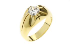 Ring 12.20 gr. 585/- Gelbgold mit Diamant 1.15 ct G/si3 Ringgroesse 56