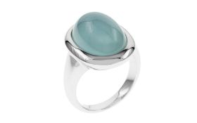 Ring 9.07 gr. 585/- Weissgold mit Aquamarin Ringgroesse 55