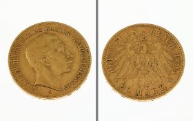 Goldmuenze 20 Mark Deutsches Reich 7.96g 900/- Gelbgold 1895