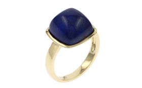 Ring 4.78 gr. 585/- Gelbgold mit Lapislazuli Ringgroesse 55