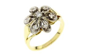 Ring 6.35 gr. 585/- Gelbgold und Weissgold mit Diamanten 0.29 ct F/si Ringgroesse 58