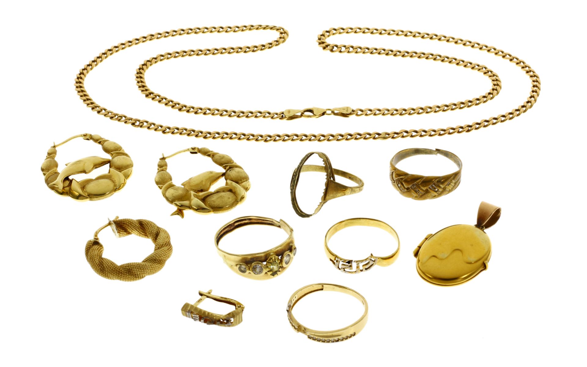 Konvolut Goldschmuck 25.86g 333/- und 585/- Gold. 1 Anhaenger 4.79g 925/- Silber vergoldet