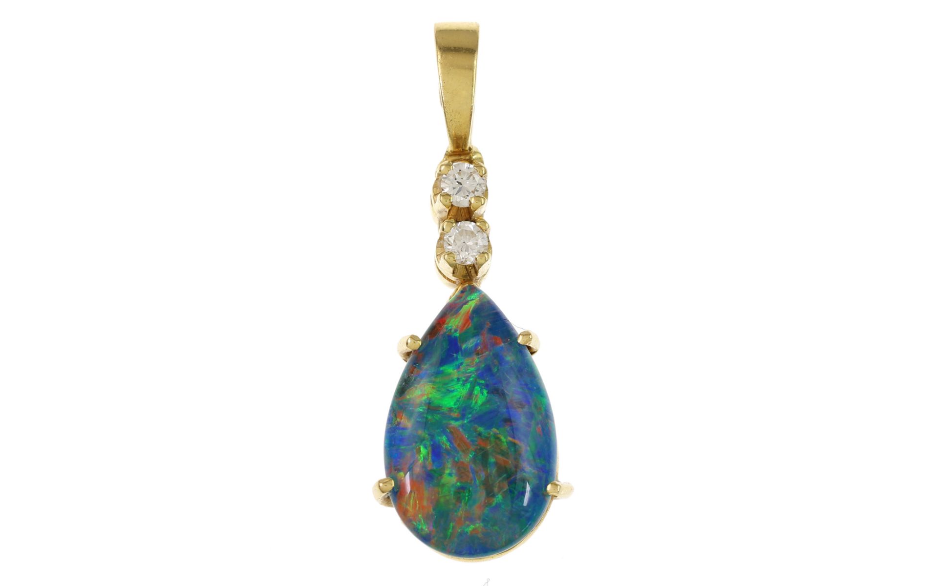 Anhaenger 1.72g 585/- Gelbgold mit 2 Diamanten zus. ca. 0.06 ct. und Opal