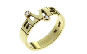 Ring "Elvis" 4.35g 585/- Gelbgold mit 2 Diamanten zus. ca. 0.04 ct.. Ringgroesse ca. 55