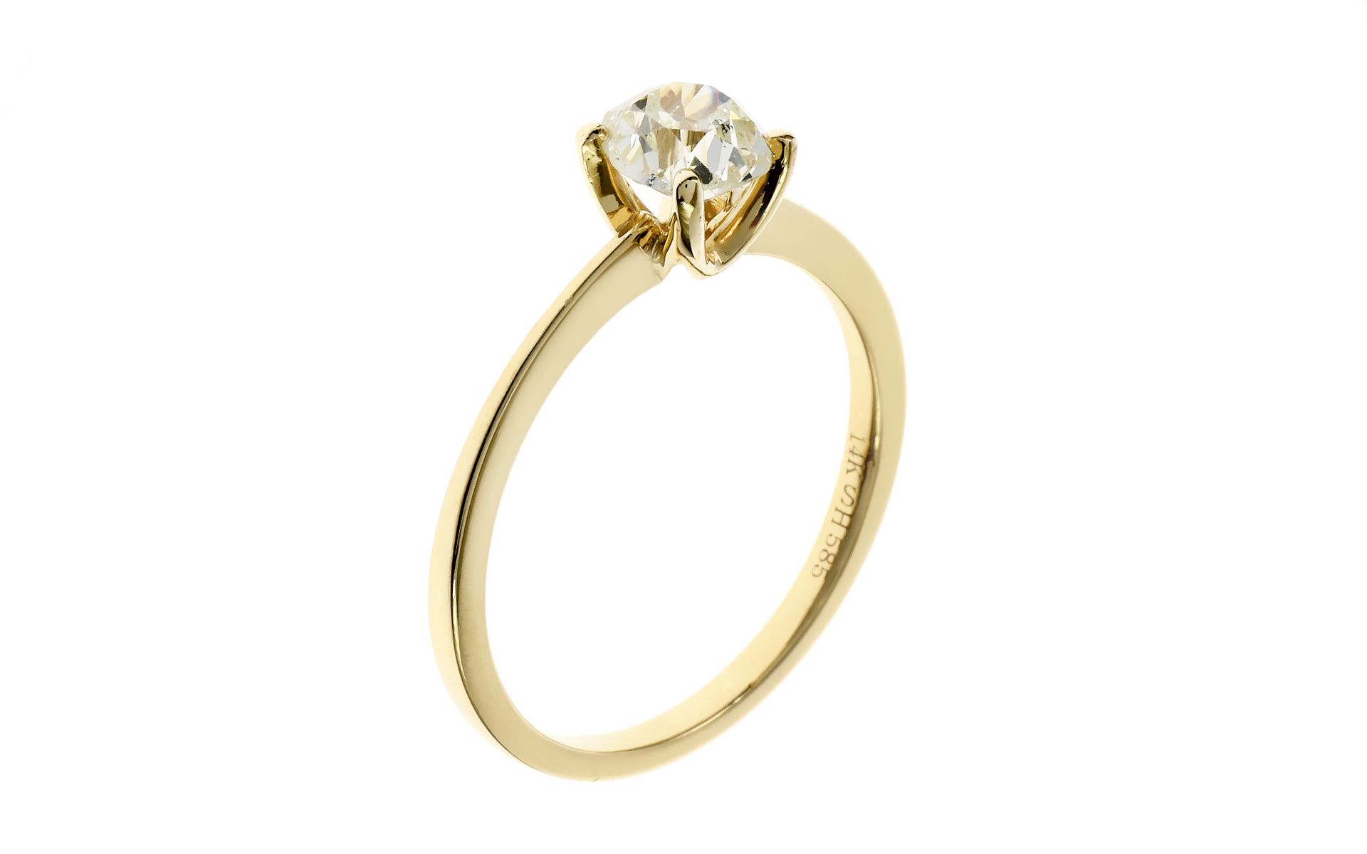 Solitaer Ring 2.03 gr. 585/- Gelbgold mit Diamant 0.83 ct  Ringgroesse 54.5