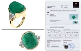 Ring 11.58 gr. 750/- Gelbgold mit Diamanten 0.70 ct und Smaragd 20.00 ct mit Gutachten 14200 â‚¬ Rin