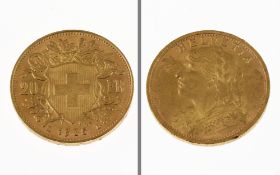 Goldmuenze 20 Franken Vreneli 6.45g 900/- Gelbgold 1935