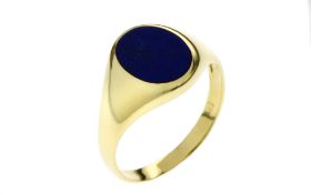 Ring 3.72 gr. 585/- Gelbgold mit Lapislazuli Ringgroesse 57