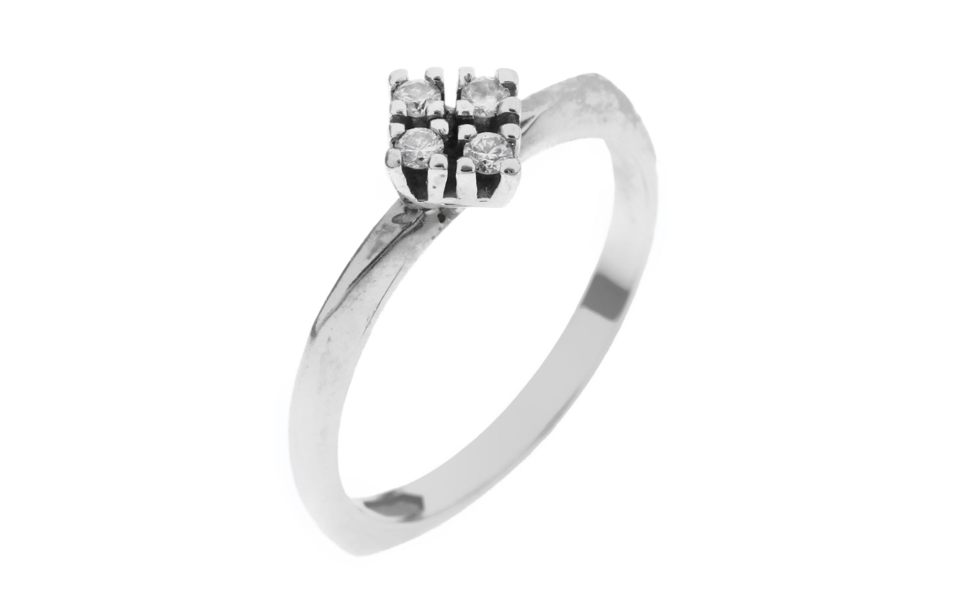 Ring 2.65g 585/- Weissgold mit 4 Diamanten zus. ca. 0.12 ct.. Ringgroesse ca. 54