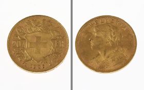 Goldmuenze 20 Franken Vreneli 6.45g 900/- Gelbgold 1935