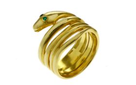 Ring 18.16g 750/- Gelbgold mit Smaragden. Ringgroesse ca. 66