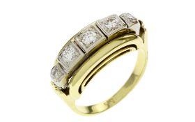 Ring 5.22gr. 585/- Gelbgold und Weissgold mit Diamanten 0.25 ct F/vs-si Ringgroesse 49