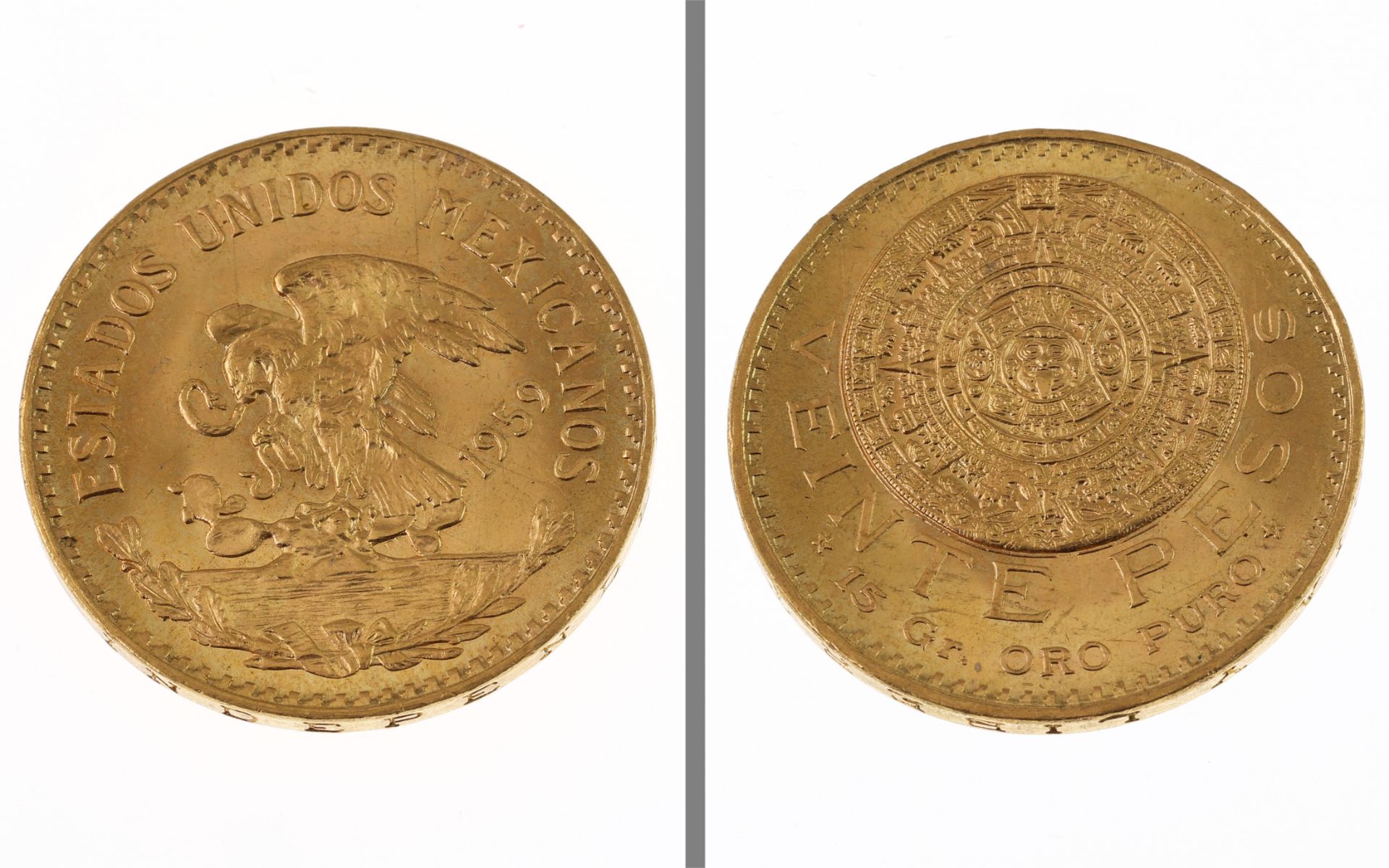 Goldmuenze Veinte Pesos 16.59g 900/- Gelbgold 1959