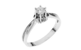 Ring 3.05 gr. 585/- Weissgold mit Diamant 0.23 ct  Ringgroesse 55