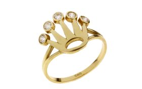 Ring 2.73g 585/- Gelbgold mit Zirkonia. Ringgroesse ca. 55