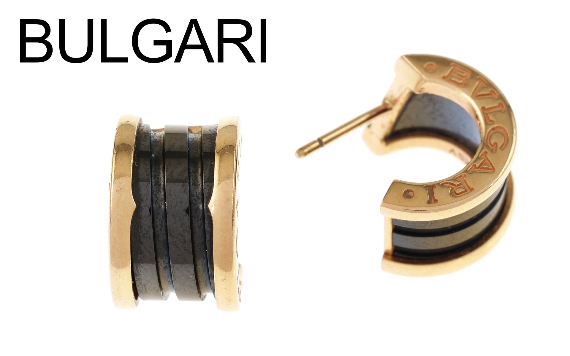 BVLGARI Ohrstecker 7.16g 750/- Rotgold mit Onyx. ohne Ohrmuttern