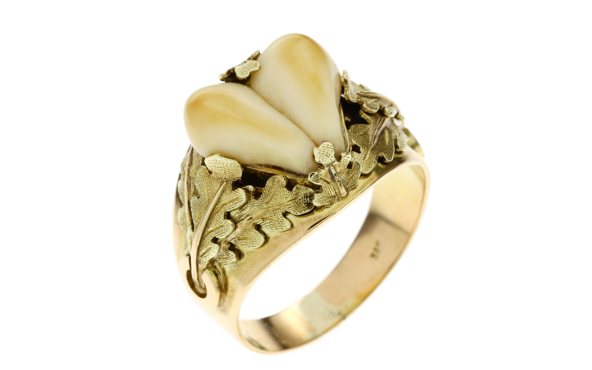 Ring 11.58 gr. 585/- Gelbgold mit Grandeln Ringgroesse 67