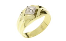 Ring 2.57 gr. 585/- Gelbgold und Weissgold mit Diamant 0.02 ct Ringgroesse 49