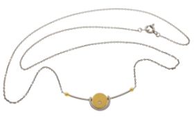 Collier 3.25g 750/- Gelbgold und 950/- Platin mit Diamant ca. 0.01 ct.. Laenge ca. 40.50 cm