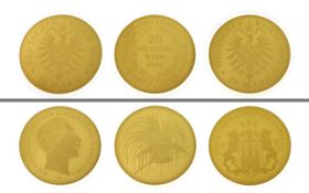 3 Goldmuenzen je 1/100 Unze 0.93g 999/- Gelbgold