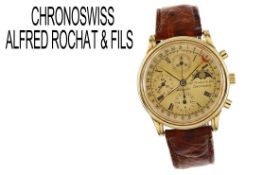 Chronoswiss "Alf Rochat & Fils" Automatik Edelstahl vergoldet. ohne Box und ohne Papiere. Uhr funkti