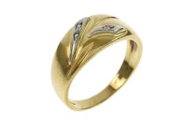 Ring 4.99g 750/- Gelbgold und Weissgold mit 3 Diamanten zus. ca. 0.03 ct.. Ringgrousse ca. 55