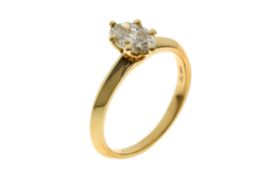 Solitaer Ring 3.78g 750/- Gelbgold mit braunem Diamant 1.05 ct. B/si3. Ringgrousse ca. 55
