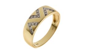 Ring 3.45g 585/- Gelbgold mit 15 Diamanten zus. ca. 0.15 ct.. Ringgrousse ca. 58