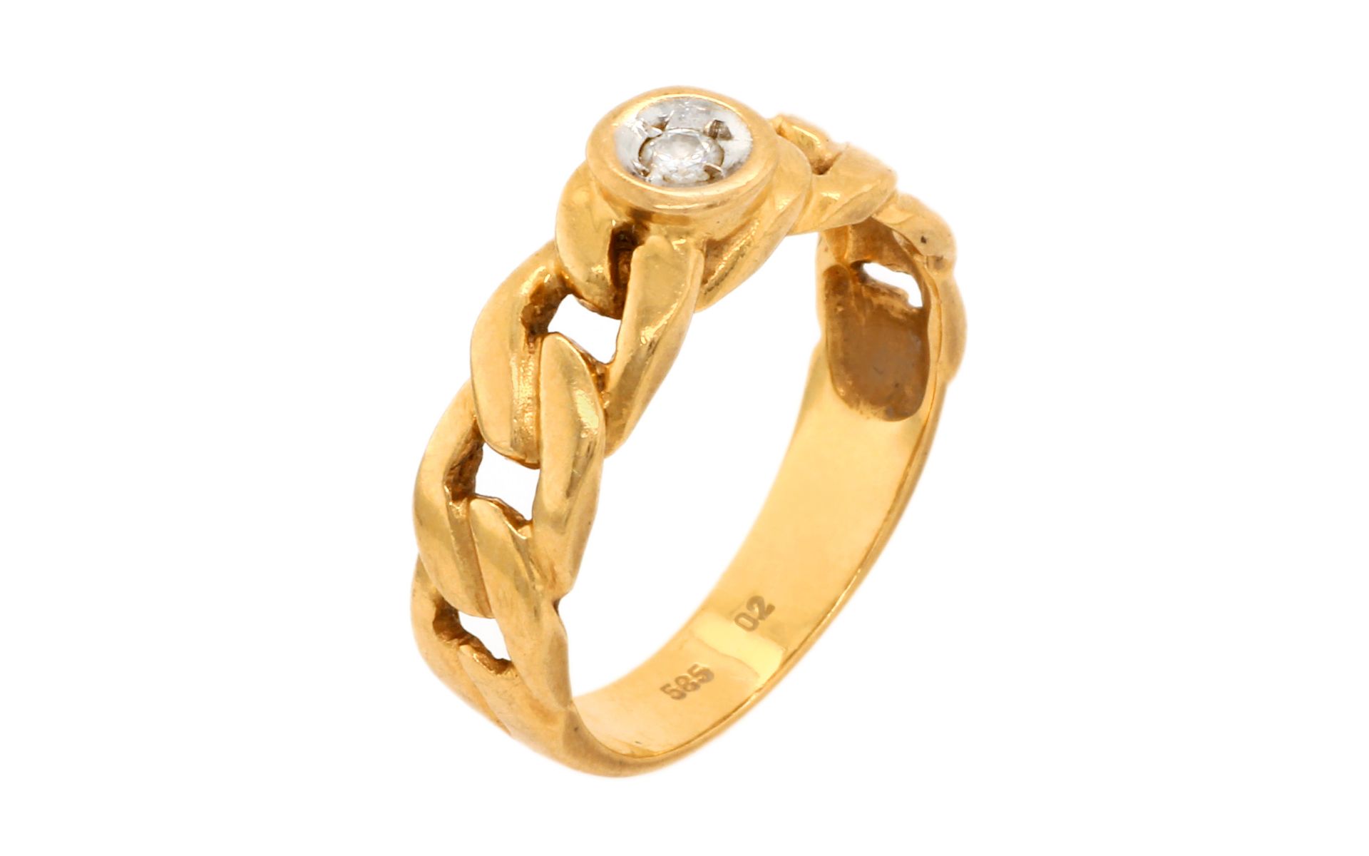 Ring 2.82g 585/- Gelbgold mit Diamant ca. 0.03 ct.. Ringgroesse ca. 48