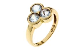 Ring 3.77g 585/- Gelbgold mit Aquamarinen. Ringgroesse ca. 53