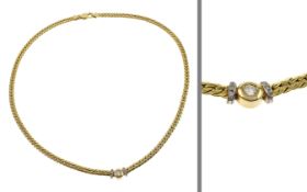 Collier 15.19g 585/- Gelbgold und Weissgold mit Diamant ca. 0.20 ct. und 6 Diamanten zus. ca. 0.06 c