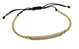 Armband 5.21g 585/- Gelbgold mit Zirkonia und Stoffband