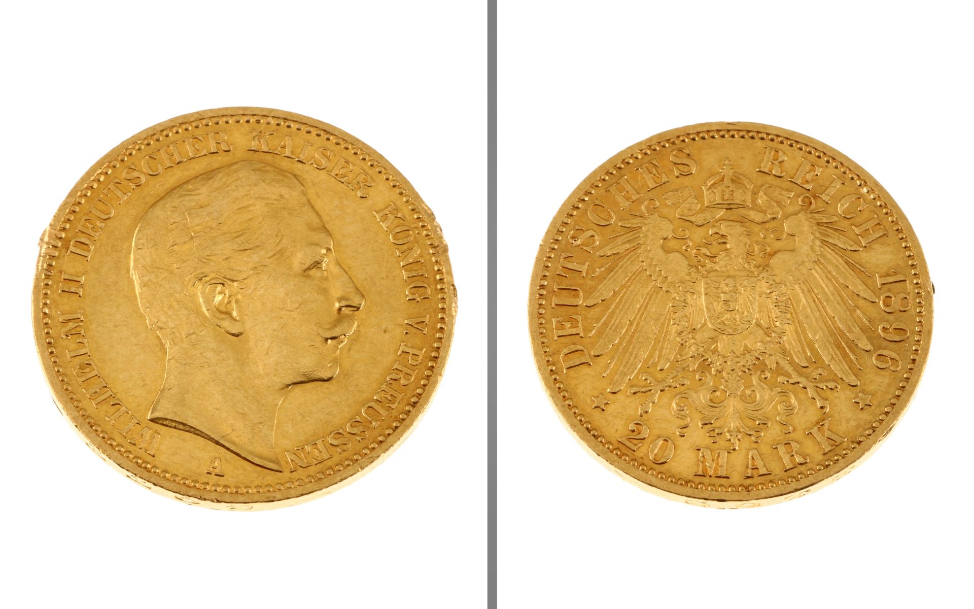 Goldmuenze 20 Mark Deutsches Reich 1896 7.96g 900/- Gelbgold