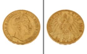 Goldmuenze 20 Mark Deutsches Reich 1910 7.96g 900/- Gelbgold