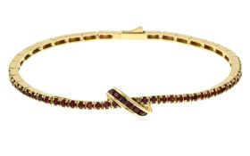 Armband 12.28g 750/- Gelbgold mit Rubinen. Laenge ca. 18 cm